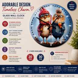 Birds Of A Feather Glass Wall Clock Whimsical Home Decor