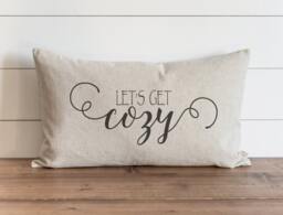 Lets Get Cozy 16 X 26 Pillow Cover // Everyday Winter Christmas Holidays Throw Gift For Her Accent - thumbnail 1