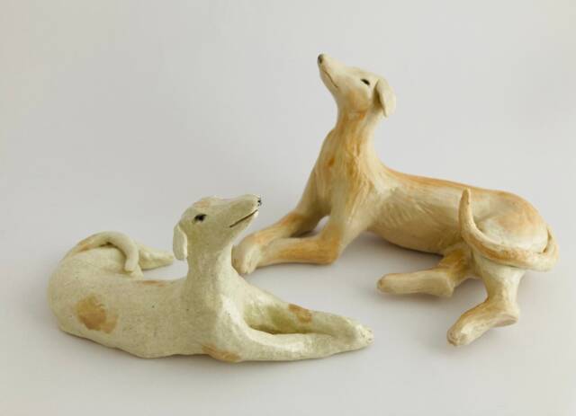 Handmade Ceramic Greyhound Dog Sculpture Custom Pet Portrait Figurine - image 1