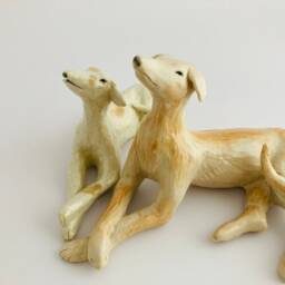 Handmade Ceramic Greyhound Dog Sculpture Custom Pet Portrait Figurine - thumbnail 2