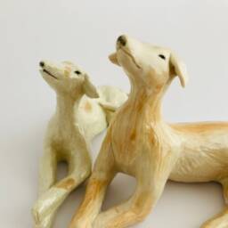 Handmade Ceramic Greyhound Dog Sculpture Custom Pet Portrait Figurine - thumbnail 3