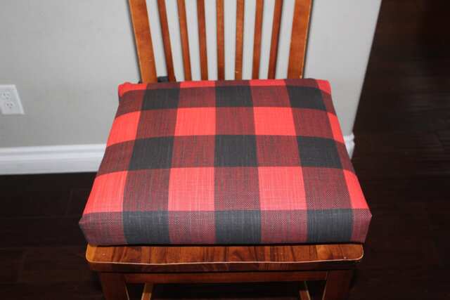 Red & Black Buffalo Plaid Chair Cushion Rustic Farmhouse Seat Pad - image 1