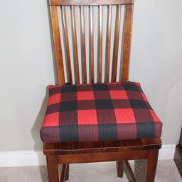 Red & Black Buffalo Plaid Chair Cushion Rustic Farmhouse Seat Pad - thumbnail 3