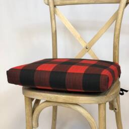 Red & Black Buffalo Plaid Chair Cushion Rustic Farmhouse Seat Pad - thumbnail 2