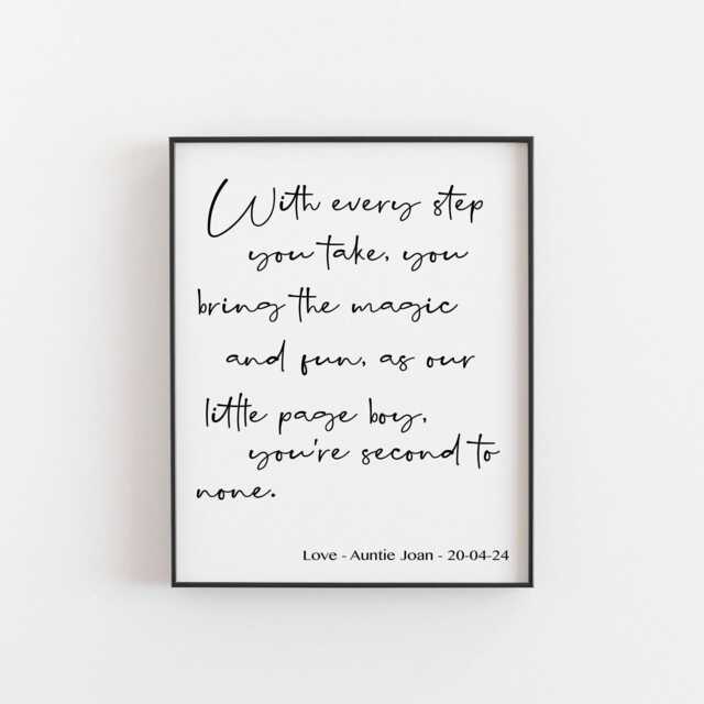 Personalized Page Boy Gift Keepsake Print - Adorable Memento To Treasure, Perfect Wedding For A Special - image 1