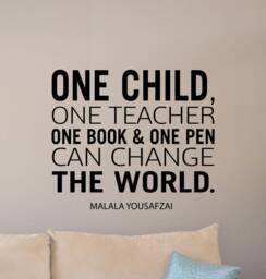 Malala Yousafzai Quote Wall Decal Classroom Decor Education Poster Teacher Gifts School Sign Vinyl Sticker Office Home Art 7F95 - thumbnail 1