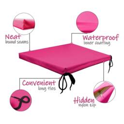 Water-Resistant Chair Pads Outdoor Tie On Cushions Garden Removable Cover - thumbnail 3