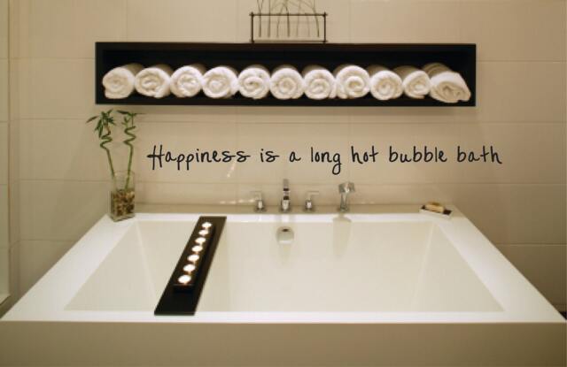 Happiness Is A Long Hot Bubble Bath Vinyl Wall Decal - Bathroom Tub Bathroom Decor - image 1