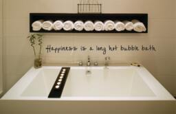 Happiness Is A Long Hot Bubble Bath Vinyl Wall Decal - Bathroom Tub Bathroom Decor - thumbnail 1