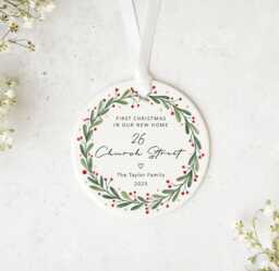 First Home Personalised Ornament New Christmas Bauble 2025 Custom Address Keepsake Gift For Couple Or Family - thumbnail 1