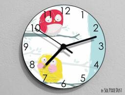 Owls Wall Clock - Kids Nursery Room, Teens Baby Room