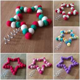 Rainbow Felt Ball Star Tree Topper, Colourful Wool Beads Shaped Into A Christmas Decoration. White & Custom Colours Available - thumbnail 4