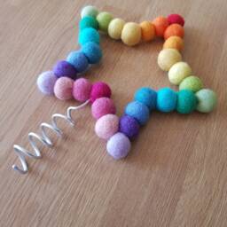 Rainbow Felt Ball Star Tree Topper, Colourful Wool Beads Shaped Into A Christmas Decoration. White & Custom Colours Available - thumbnail 3
