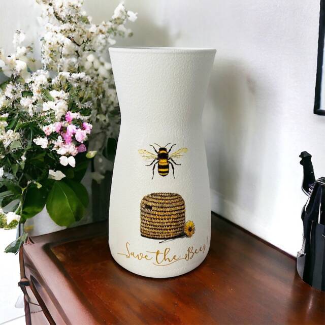 Save The Bees Glass Flower Vase, Bee Themed Home Decor, Gifts, Lovers, Spring Gifts - image 1