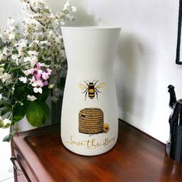 Save The Bees Glass Flower Vase, Bee Themed Home Decor, Gifts, Lovers, Spring Gifts - thumbnail 1