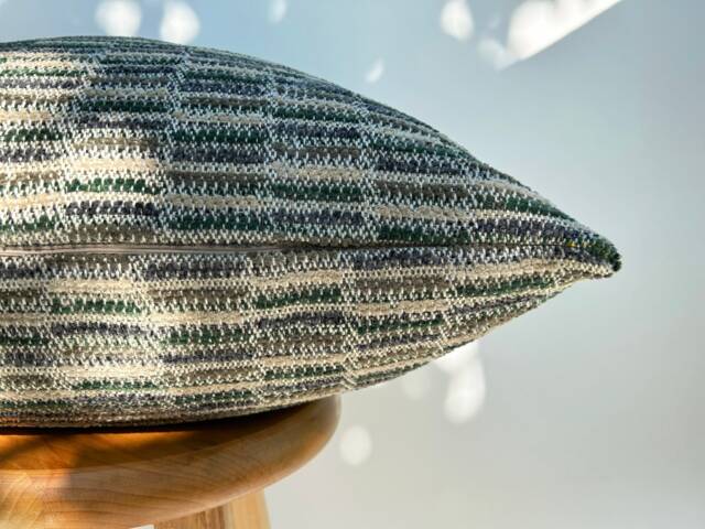 Green Beige Woven Pillow Cover Boho Accent Cushion - image 1