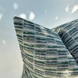 Green Beige Woven Pillow Cover Boho Accent Cushion - thumbnail 3