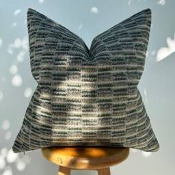 Green Beige Woven Pillow Cover Boho Accent Cushion - thumbnail 2