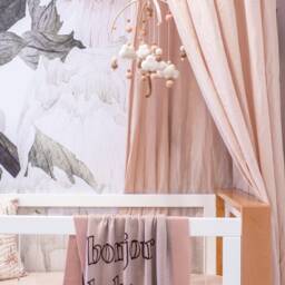 Blush & Beige Nursery Mobile - Pink Girl Baby Moon Clouds Star Cot Boho Crib Decor - thumbnail 2