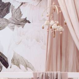 Blush & Beige Nursery Mobile - Pink Girl Baby Moon Clouds Star Cot Boho Crib Decor - thumbnail 3