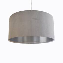 Light Grey Lampshade in Velvet With Silver Lining, Large Plain Ceiling Lightshade - thumbnail 1