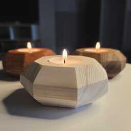 Handmade Wooden Tea Light Holders Rustic Home Decor Various Colours - thumbnail 2