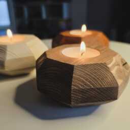 Handmade Wooden Tea Light Holders Rustic Home Decor Various Colours - thumbnail 3