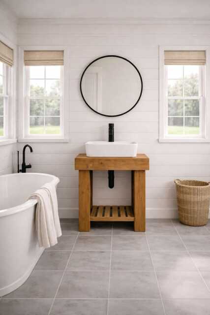 The Trunk Wash Stand Hand Crafted Chunky Rustic Bathroom Vanity Unit Wooden Industrial - image 1