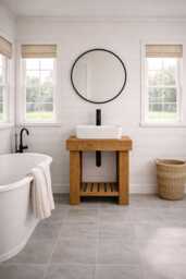 The Trunk Wash Stand Hand Crafted Chunky Rustic Bathroom Vanity Unit Wooden Industrial - thumbnail 1