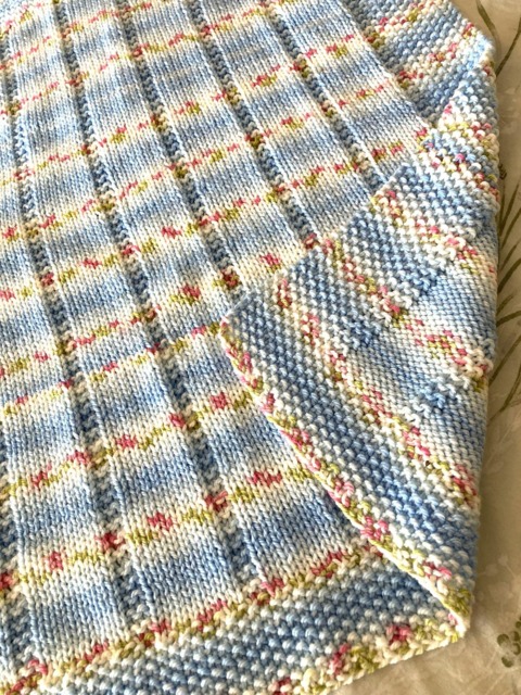 Cosy Hand Knitted Baby Blanket ~ Pastel Colours & Blossoms Easy Care Washable Acrylic - image 1
