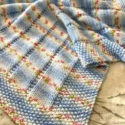 Cosy Hand Knitted Baby Blanket ~ Pastel Colours & Blossoms Easy Care Washable Acrylic - thumbnail 4