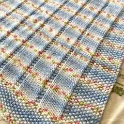 Cosy Hand Knitted Baby Blanket ~ Pastel Colours & Blossoms Easy Care Washable Acrylic - thumbnail 3