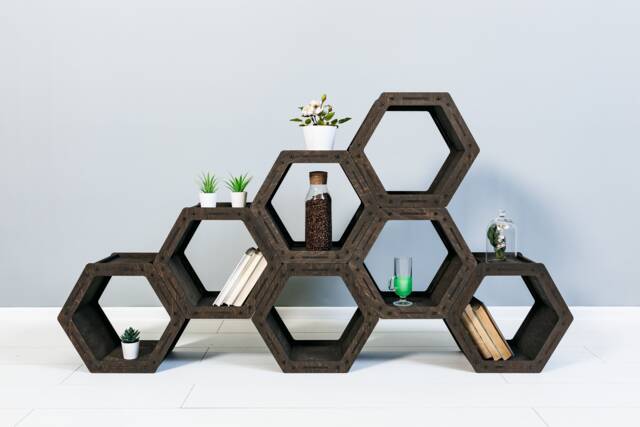 Honeycomb Shelves, Hexagon Loft Shelf, Geometric Shelves, Custom Bookcase, Housewarming Gift, Modular Shelving, Shelves - image 1