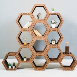 Honeycomb Shelves, Hexagon Loft Shelf, Geometric Shelves, Custom Bookcase, Housewarming Gift, Modular Shelving, Shelves - thumbnail 3