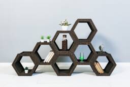 Honeycomb Shelves, Hexagon Loft Shelf, Geometric Shelves, Custom Bookcase, Housewarming Gift, Modular Shelving, Shelves - thumbnail 1