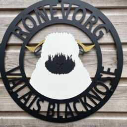 Valais Blacknose Sheep Metal Farm Sign, Custom Gate Livestock Decor, Rustic Farmhouse Farmer Gift - thumbnail 2