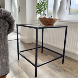 Madison Glass Metal Side Table - Black - thumbnail 3