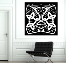 Wall Art Mural Abstract Animal in Celtic Style Couple Intertwined Snake Decal - #2480Dn - thumbnail 1