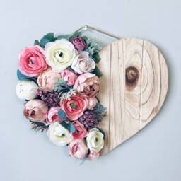 Floral Wood Heart Wall Hanging, Nursery Decor - thumbnail 4