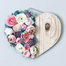 Floral Wood Heart Wall Hanging, Nursery Decor - thumbnail 1