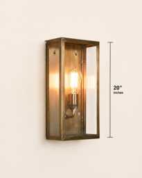 Dark Bronze Brass Outdoor Wall Lantern - Waterproof Fiber Glass Exterior Light Modern Rectangular Sconce Custom Size Available - thumbnail 1
