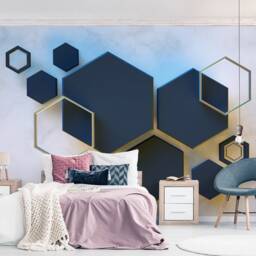 3D Hexagon Geometry Wall Mural, Peel & Stick Wallpaper - thumbnail 2