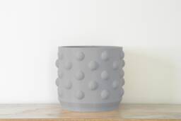 "Polka Dot Planter With Drainage & Saucer in Gray, Unique 3D-Printed Plant Pot, Small To Large Sizes 4"" 5"" 6"" 7"" 8" - thumbnail 1