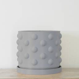 "Polka Dot Planter With Drainage & Saucer in Gray, Unique 3D-Printed Plant Pot, Small To Large Sizes 4"" 5"" 6"" 7"" 8" - thumbnail 4