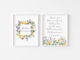 Summer Wildflower Print Set Seasonal Unframed Wall Art - thumbnail 1