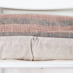 Handwoven Lumbar Pillow Cover Vintage Karen Batik Hemp, Fringed Boho Decor - 14x36 - thumbnail 3