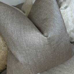Modern Cushion Cover, Pillow Cover - Plain Double Sided Designer Fabric Zoffany Bronze Fabric, Silver Shimmer Worldwide Shipping - thumbnail 3