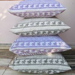 Handmade Floral Block Print Cotton Pillow Cover Set, Lavender - thumbnail 3