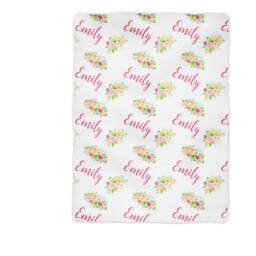 Personalized Pink& Aqua Floral Baby Blanket in Fleece, Minky, Or Sherpa. Perfect Gift - thumbnail 3