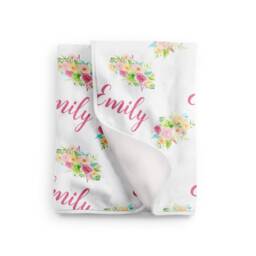 Personalized Pink& Aqua Floral Baby Blanket in Fleece, Minky, Or Sherpa. Perfect Gift